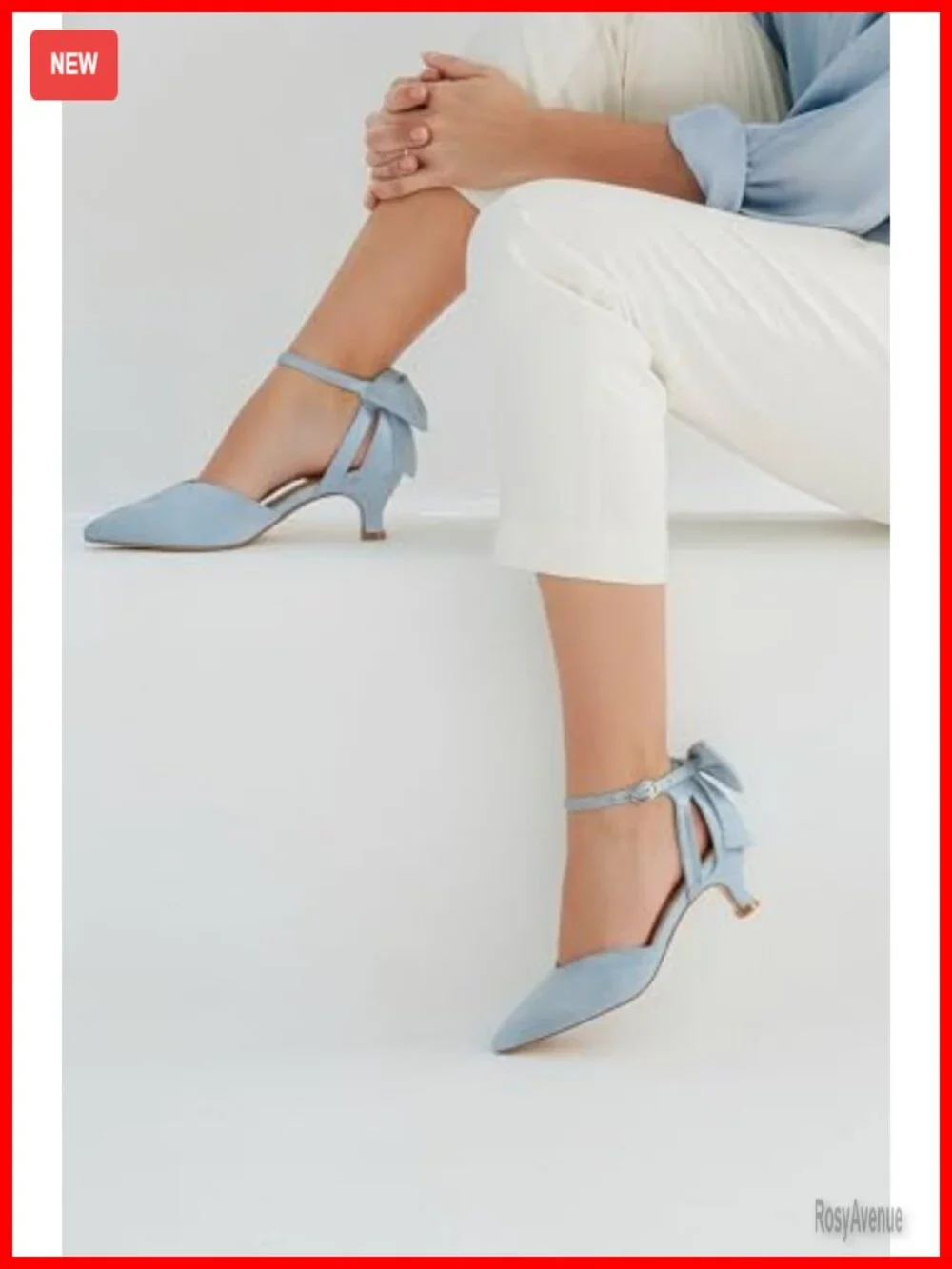 Kitten Heels with Bow Closed Toe Sandals Ankle Strap Wedding Pumps